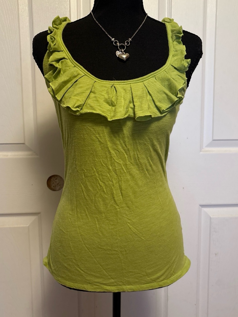 Y2K Abercrombie & Fitch Lime Green Ruffle Scoop Tank